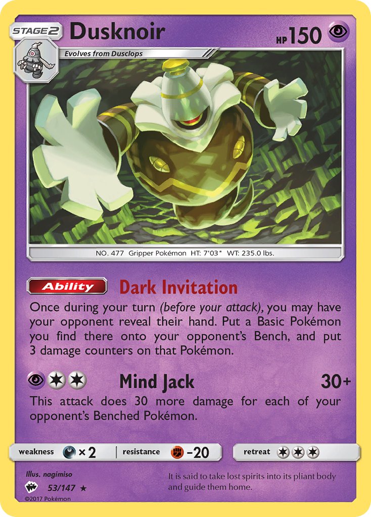 Dusknoir (53/147) (Theme Deck Exclusive) [Sun & Moon: Burning Shadows] | Dragon's Lair Comics and Fantasy Houston TX