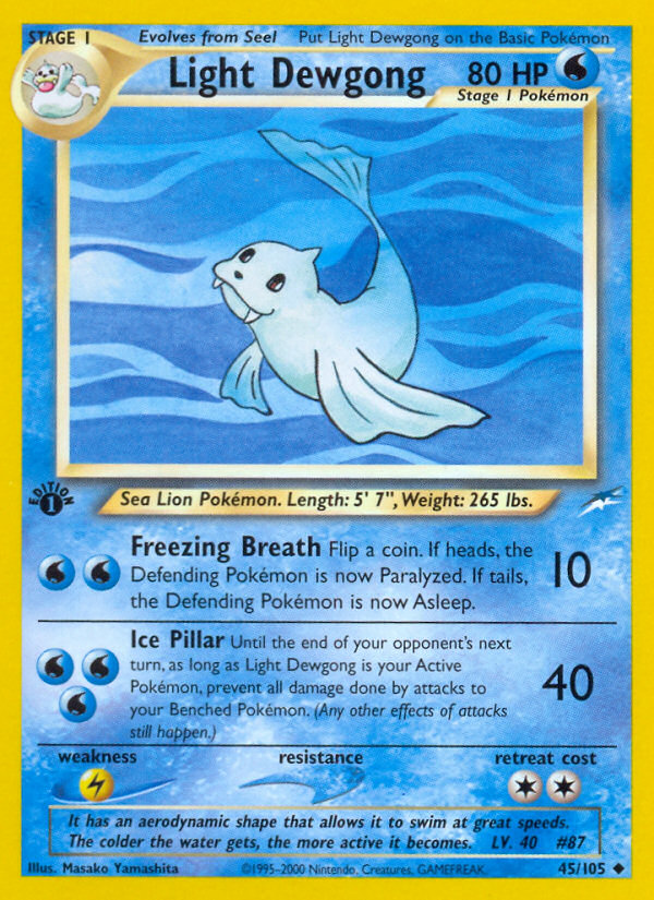 Light Dewgong (45/105) [Neo Destiny 1st Edition] | Dragon's Lair Comics and Fantasy Houston TX