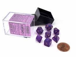 Chessex Borealis Mini Purple With Gold Luminary Poly 7 Set | Dragon's Lair Comics and Fantasy Houston TX