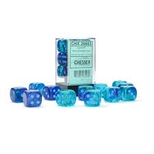 Gemini: 16mm d6 Blue-Blue/light blue Luminary Dice Block (12 dice) | Dragon's Lair Comics and Fantasy Houston TX