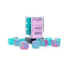 Gemini: 16mm d6 Gel Green-Pink/blue Luminary Dice Block (12 dice) | Dragon's Lair Comics and Fantasy Houston TX