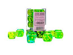 Gemini: 16mm d6 Translucent Green-Teal/yellow Dice Block | Dragon's Lair Comics and Fantasy Houston TX