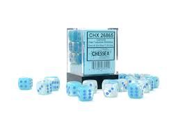 Gemini: 12mm d6 Pearl Turquoise-White/blue Luminary Dice Block | Dragon's Lair Comics and Fantasy Houston TX