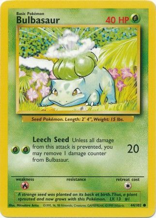 Bulbasaur (44/102) [Base Set Unlimited] | Dragon's Lair Comics and Fantasy Houston TX