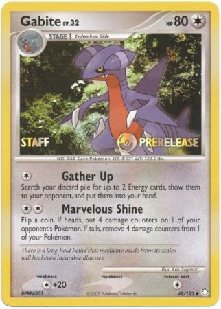 Gabite (48/123) (Staff Prerelease Promo) [Diamond & Pearl: Black Star Promos] | Dragon's Lair Comics and Fantasy Houston TX