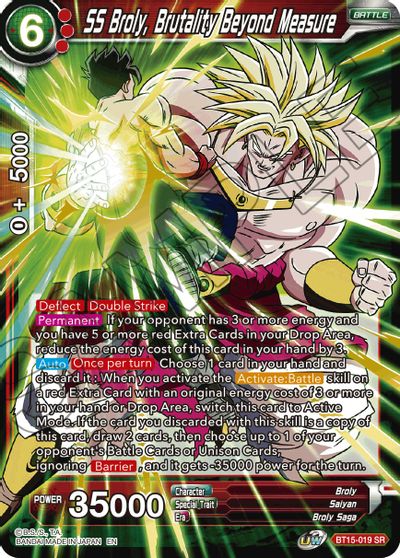 SS Broly, Brutality Beyond Measure (BT15-019) [Saiyan Showdown] | Dragon's Lair Comics and Fantasy Houston TX