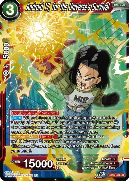 Android 17, for the Universe's Survival (BT16-008) [Realm of the Gods] | Dragon's Lair Comics and Fantasy Houston TX