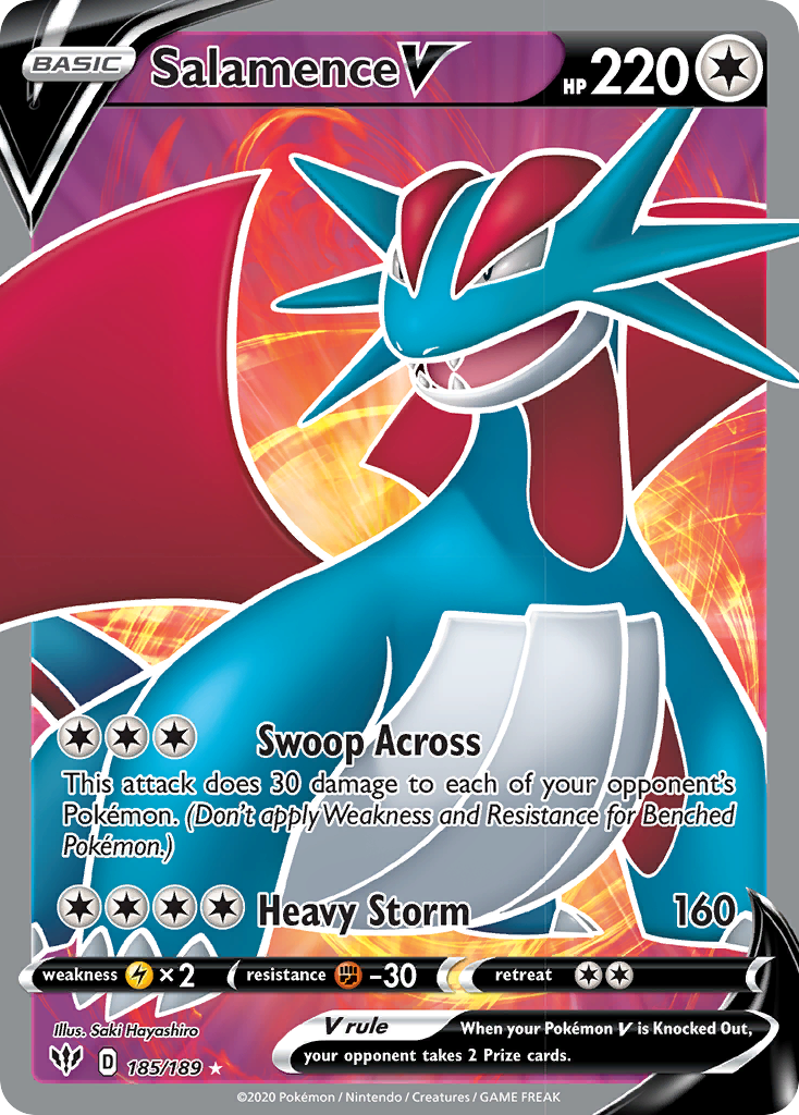 Salamence V (185/189) [Sword & Shield: Darkness Ablaze] | Dragon's Lair Comics and Fantasy Houston TX