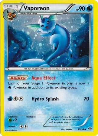 Vaporeon (22/98) (Cosmos Holo) [XY: Ancient Origins] | Dragon's Lair Comics and Fantasy Houston TX