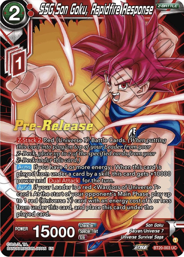 SSG Son Goku, Rapidfire Response (BT20-003) [Power Absorbed Prerelease Promos] | Dragon's Lair Comics and Fantasy Houston TX