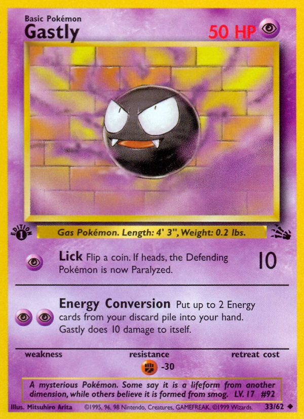 Gastly (33/62) [Fossil 1st Edition] | Dragon's Lair Comics and Fantasy Houston TX