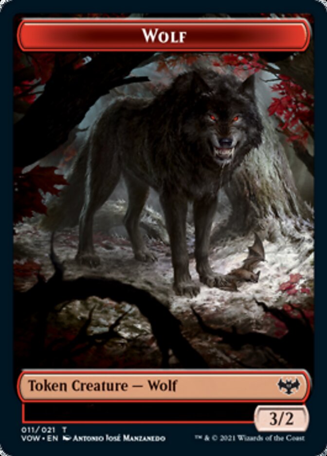 Wolf (011) // Spirit (002) Double-Sided Token [Innistrad: Crimson Vow Tokens] | Dragon's Lair Comics and Fantasy Houston TX