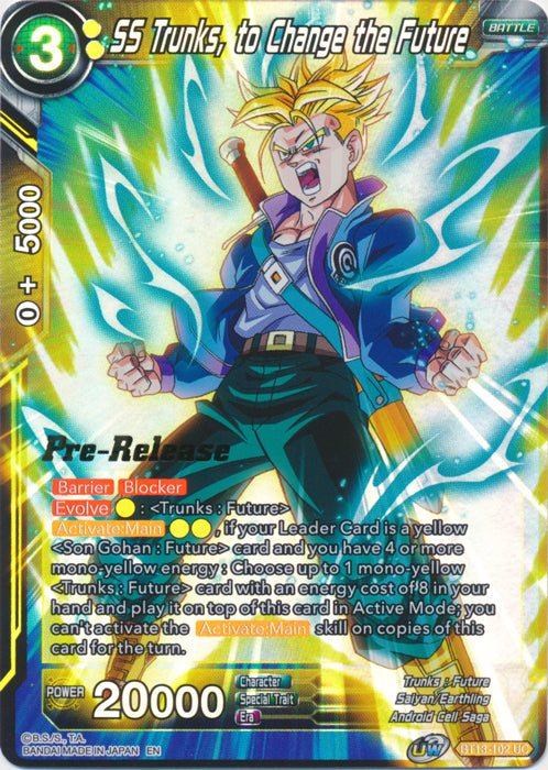 SS Trunks, to Change the Future (BT13-102) [Supreme Rivalry Prerelease Promos] | Dragon's Lair Comics and Fantasy Houston TX