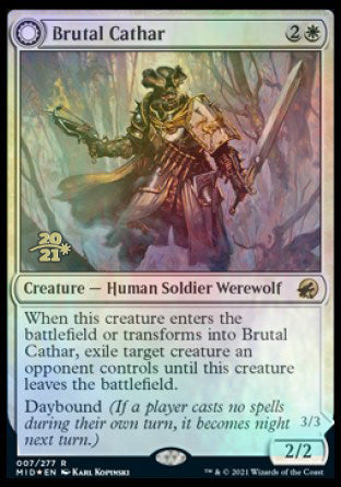 Brutal Cathar // Moonrage Brute [Innistrad: Midnight Hunt Prerelease Promos] | Dragon's Lair Comics and Fantasy Houston TX