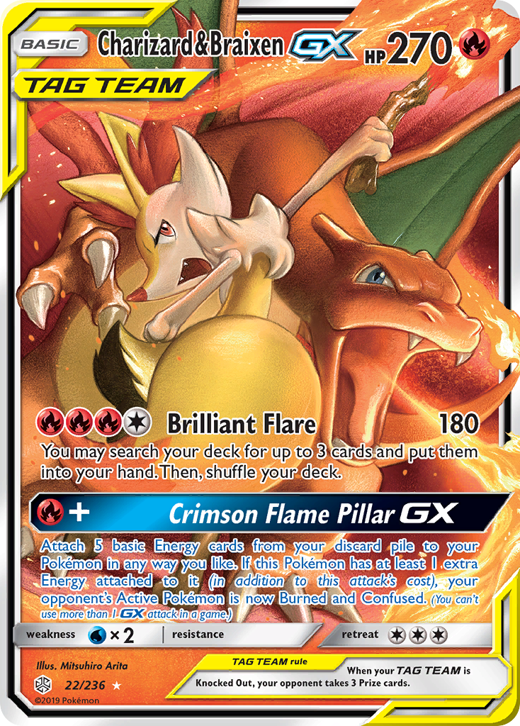 Charizard & Braixen GX (22/236) [Sun & Moon: Cosmic Eclipse] | Dragon's Lair Comics and Fantasy Houston TX