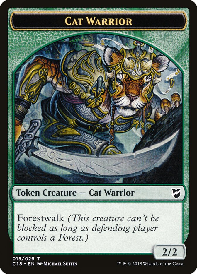 Cat Warrior Token [Commander 2018 Tokens] | Dragon's Lair Comics and Fantasy Houston TX