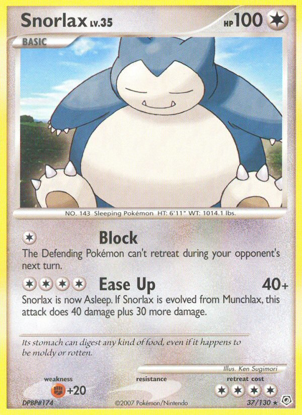 Snorlax (37/130) [Diamond & Pearl: Base Set] | Dragon's Lair Comics and Fantasy Houston TX