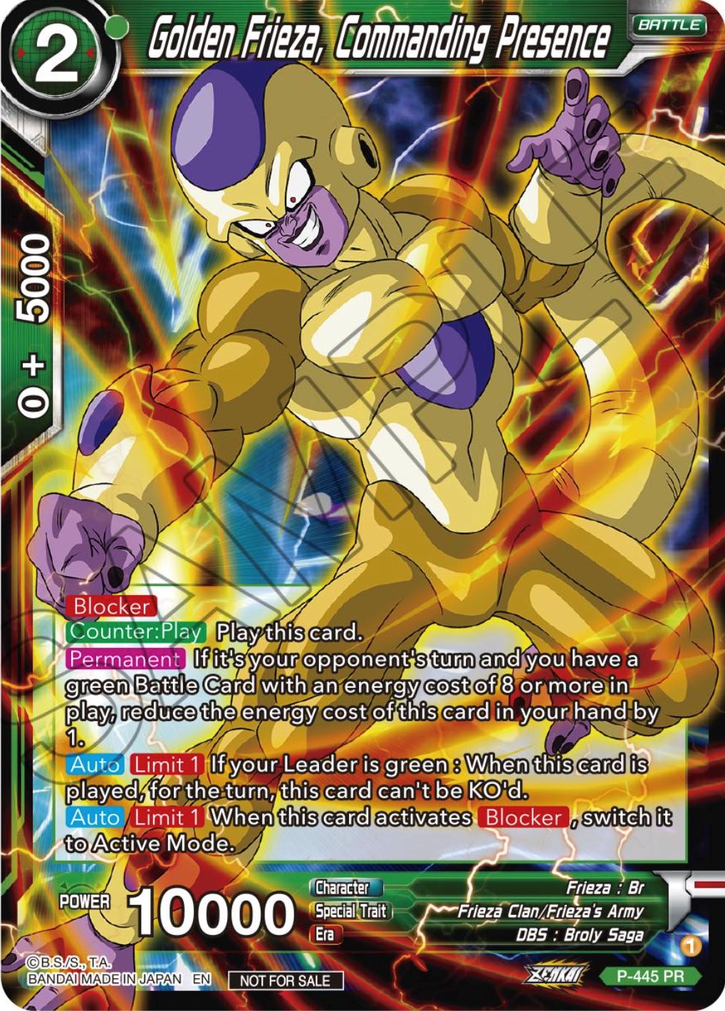 Golden Frieza, Commanding Presence (Zenkai Series Tournament Pack Vol.2) (P-445) [Tournament Promotion Cards] | Dragon's Lair Comics and Fantasy Houston TX