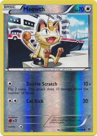 Meowth (80/99) (Mirror Reverse Holo) [Black & White: Next Destinies] | Dragon's Lair Comics and Fantasy Houston TX