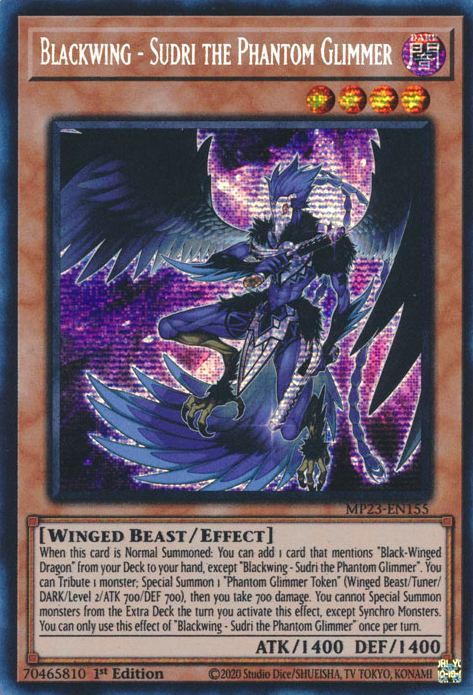 Blackwing - Sudri the Phantom Glimmer [MP23-EN155] Prismatic Secret Rare | Dragon's Lair Comics and Fantasy Houston TX