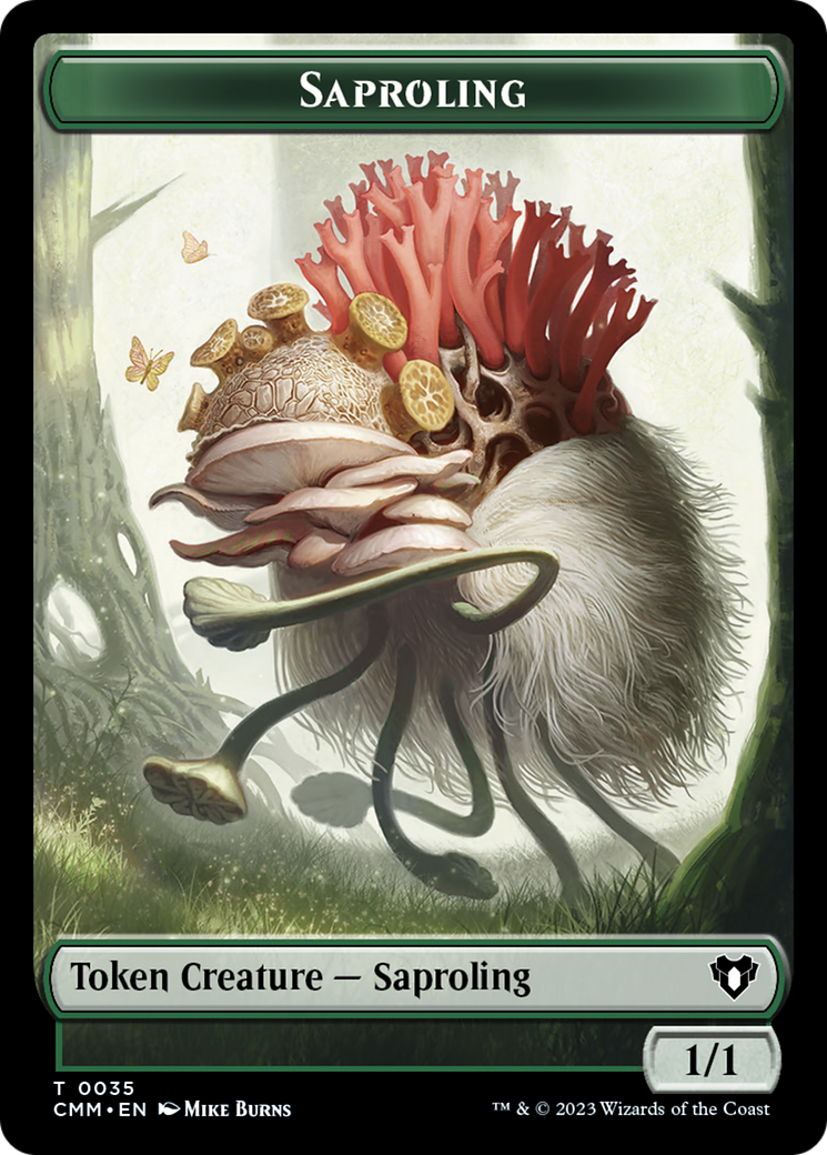 Saproling // Dragon (0021) Double-Sided Token [Commander Masters Tokens] | Dragon's Lair Comics and Fantasy Houston TX