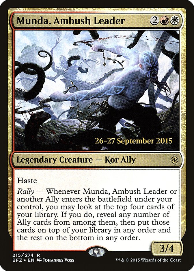 Munda, Ambush Leader [Battle for Zendikar Prerelease Promos] | Dragon's Lair Comics and Fantasy Houston TX