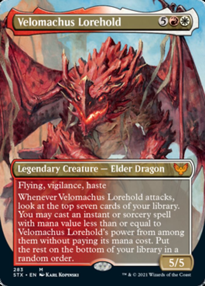 Velomachus Lorehold (Borderless Alternate Art) [Strixhaven: School of Mages] | Dragon's Lair Comics and Fantasy Houston TX