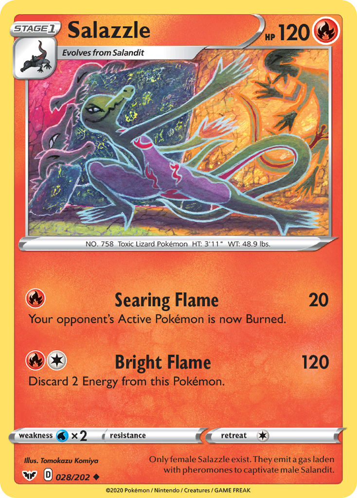 Salazzle (028/202) [Sword & Shield: Base Set] | Dragon's Lair Comics and Fantasy Houston TX