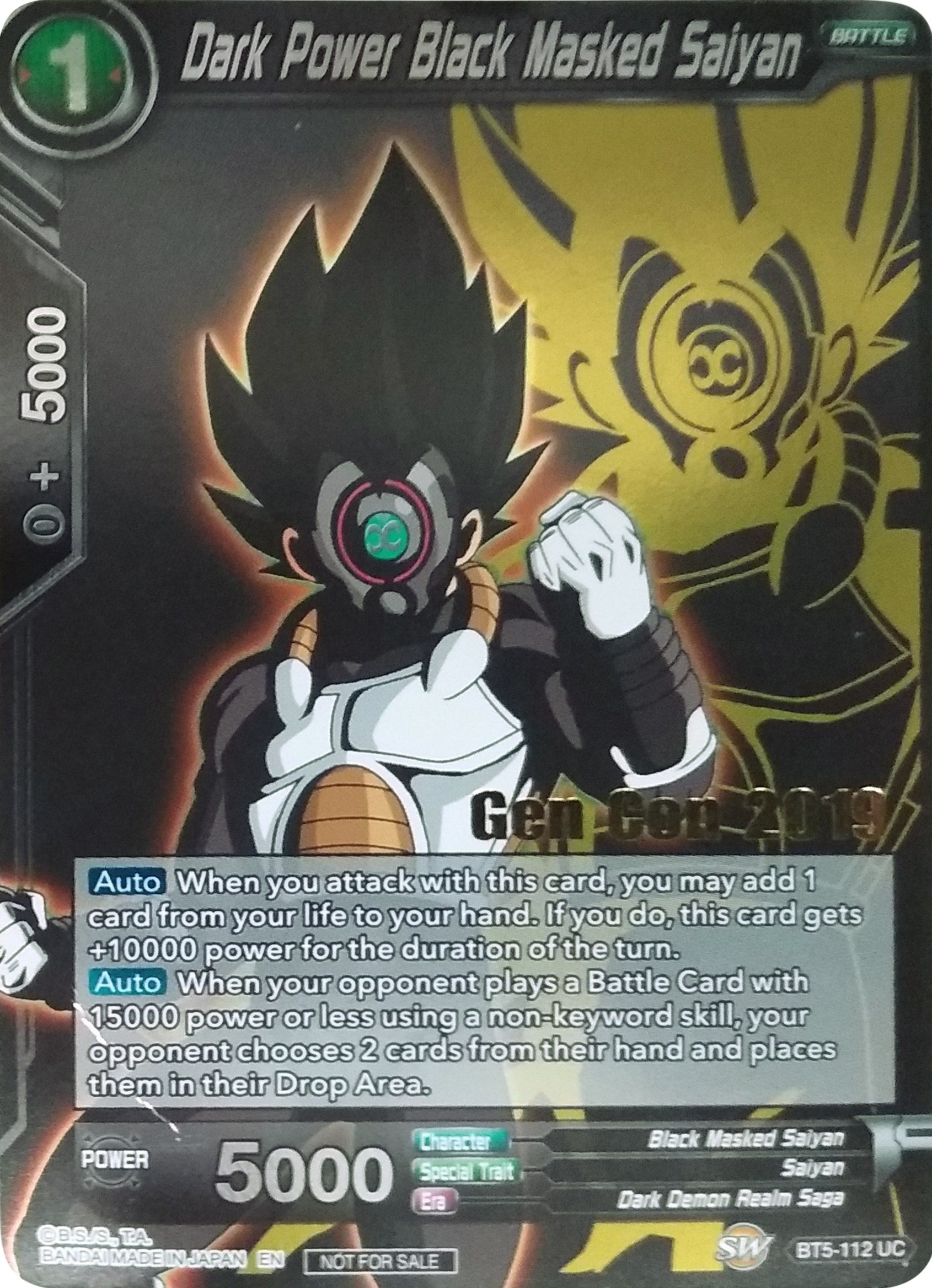 Dark Power Black Masked Saiyan (Gen Con 2019) (BT5-112) [Promotion Cards] | Dragon's Lair Comics and Fantasy Houston TX