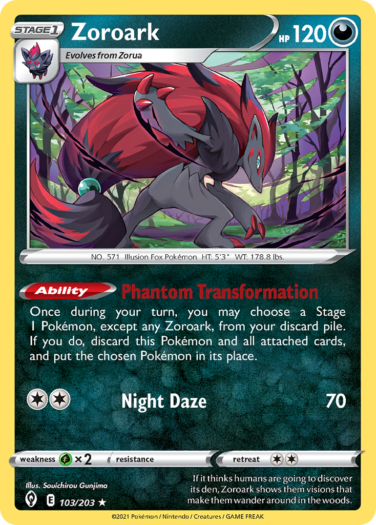 Zoroark (103/203) (Theme Deck Exclusive) [Sword & Shield: Evolving Skies] | Dragon's Lair Comics and Fantasy Houston TX