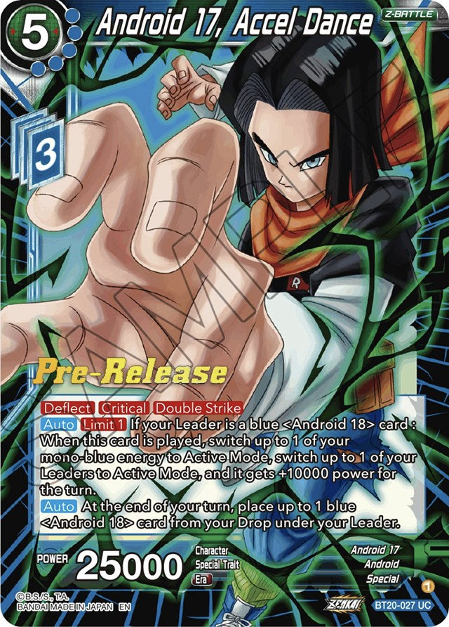 Android 17, Accel Dance (BT20-027) [Power Absorbed Prerelease Promos] | Dragon's Lair Comics and Fantasy Houston TX