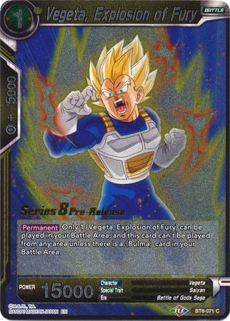 Vegeta, Explosion of Fury (BT8-071_PR) [Malicious Machinations Prerelease Promos] | Dragon's Lair Comics and Fantasy Houston TX