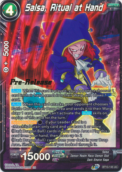 Salsa, Ritual at Hand (BT13-145) [Supreme Rivalry Prerelease Promos] | Dragon's Lair Comics and Fantasy Houston TX