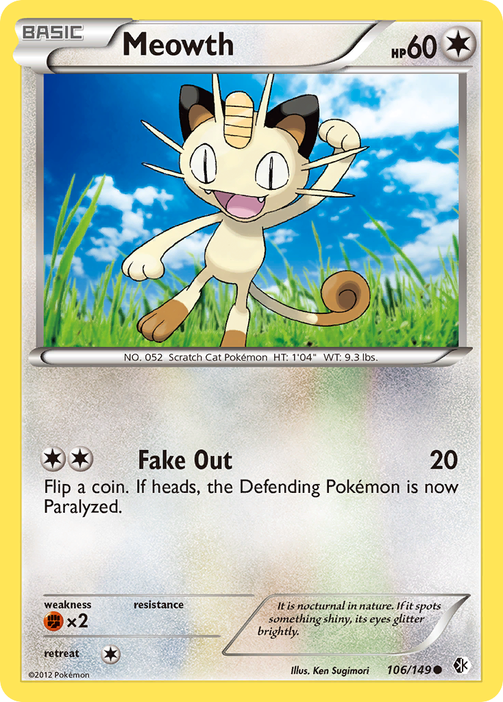 Meowth (106/149) [Black & White: Boundaries Crossed] | Dragon's Lair Comics and Fantasy Houston TX