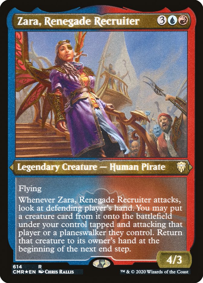 Zara, Renegade Recruiter (Etched) [Commander Legends] | Dragon's Lair Comics and Fantasy Houston TX