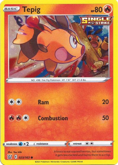 Tepig (023/163) (Cosmos Holo) [Sword & Shield: Battle Styles] | Dragon's Lair Comics and Fantasy Houston TX