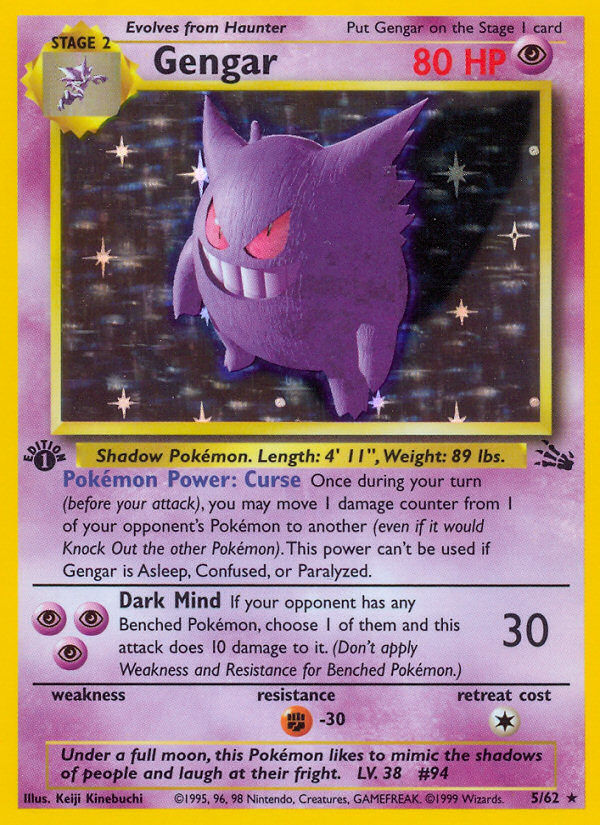 Gengar (5/62) [Fossil 1st Edition] | Dragon's Lair Comics and Fantasy Houston TX