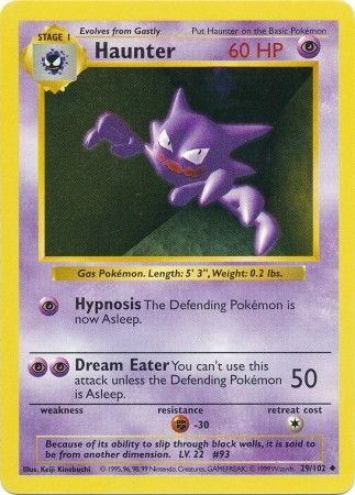 Haunter (29/102) [Base Set Shadowless Unlimited] | Dragon's Lair Comics and Fantasy Houston TX