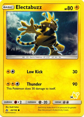 Electabuzz (43/156) (Pikachu Stamp #58) [Battle Academy 2020] | Dragon's Lair Comics and Fantasy Houston TX