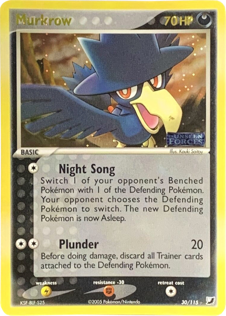 Murkrow (30/115) (Stamped) [EX: Unseen Forces] | Dragon's Lair Comics and Fantasy Houston TX