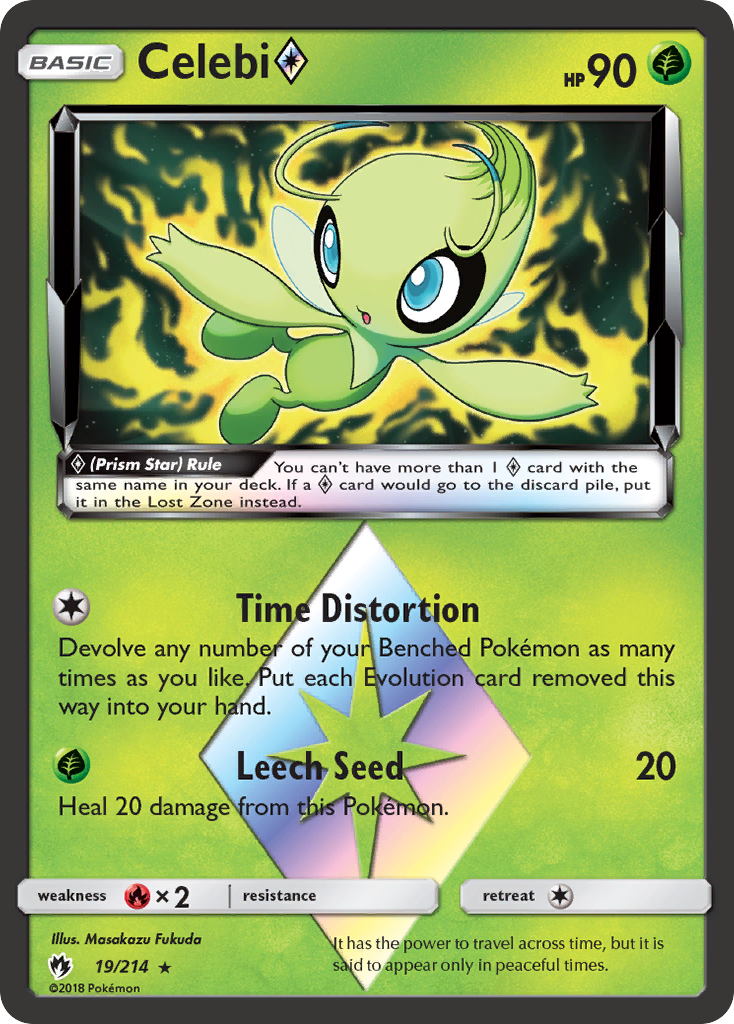 Celebi (19/214) (Prism Star) [Sun & Moon: Lost Thunder] | Dragon's Lair Comics and Fantasy Houston TX