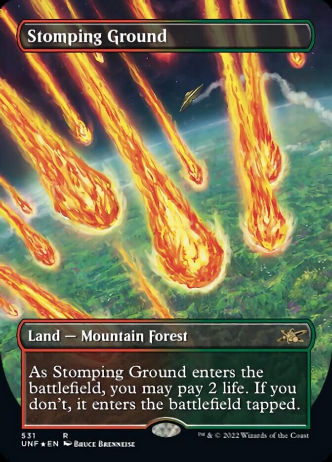 Stomping Ground (Borderless) (Galaxy Foil) [Unfinity] | Dragon's Lair Comics and Fantasy Houston TX