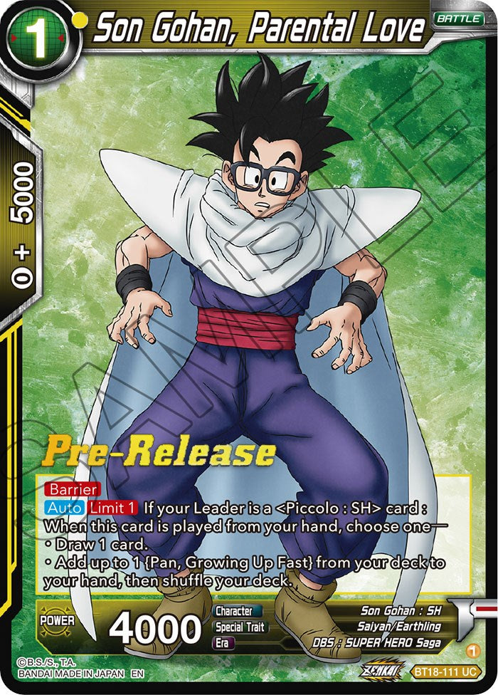 Son Gohan, Parental Love (BT18-111) [Dawn of the Z-Legends Prerelease Promos] | Dragon's Lair Comics and Fantasy Houston TX