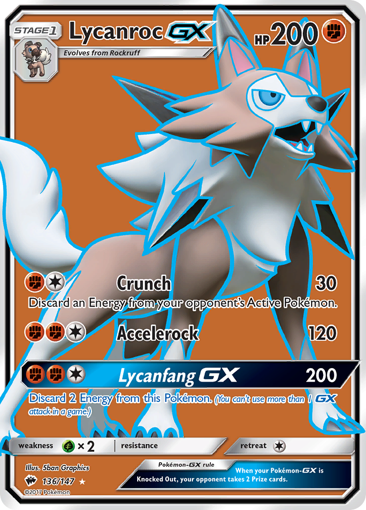 Lycanroc GX (136/147) [Sun & Moon: Burning Shadows] | Dragon's Lair Comics and Fantasy Houston TX