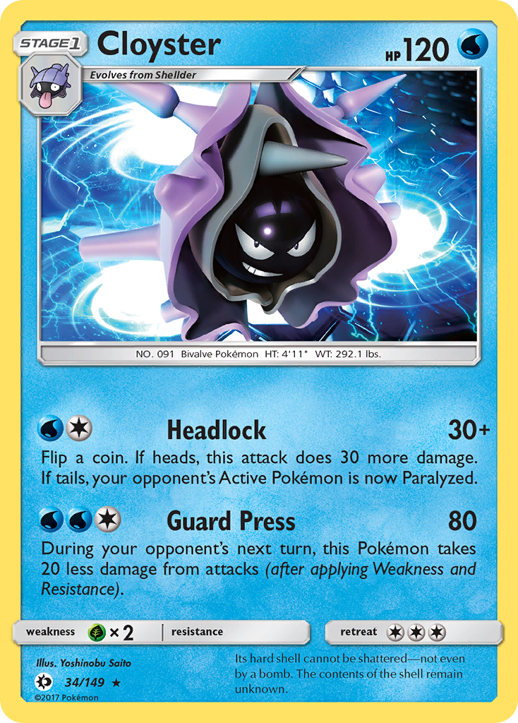 Cloyster (34/149) [Sun & Moon: Base Set] | Dragon's Lair Comics and Fantasy Houston TX