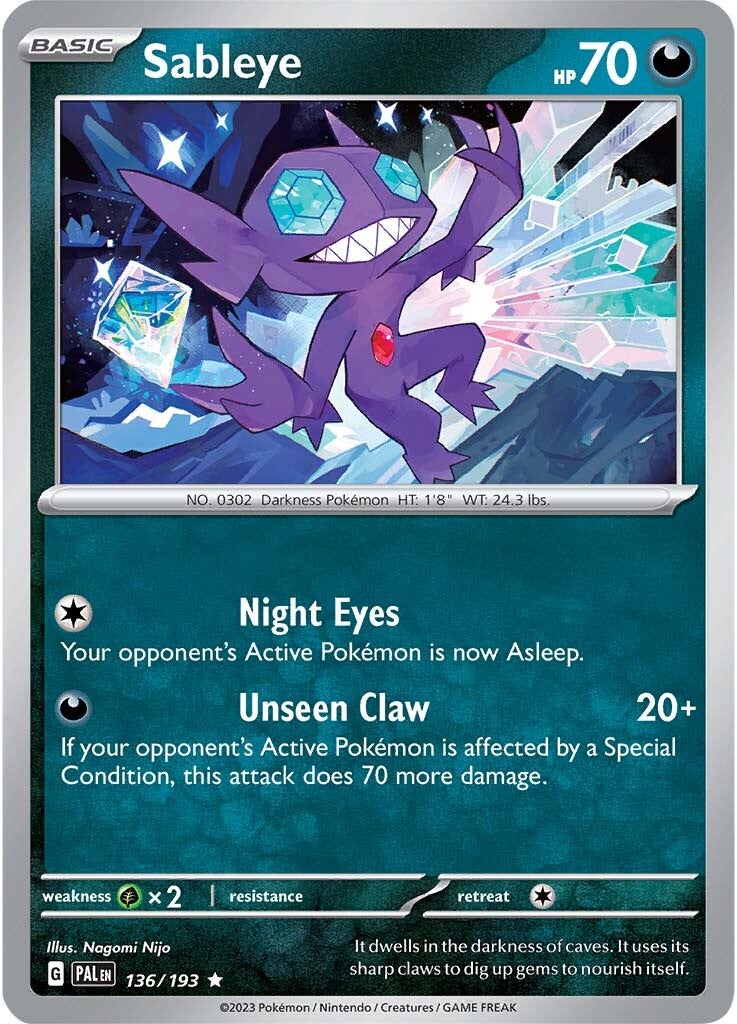 Sableye (136/193) [Scarlet & Violet: Paldea Evolved] | Dragon's Lair Comics and Fantasy Houston TX