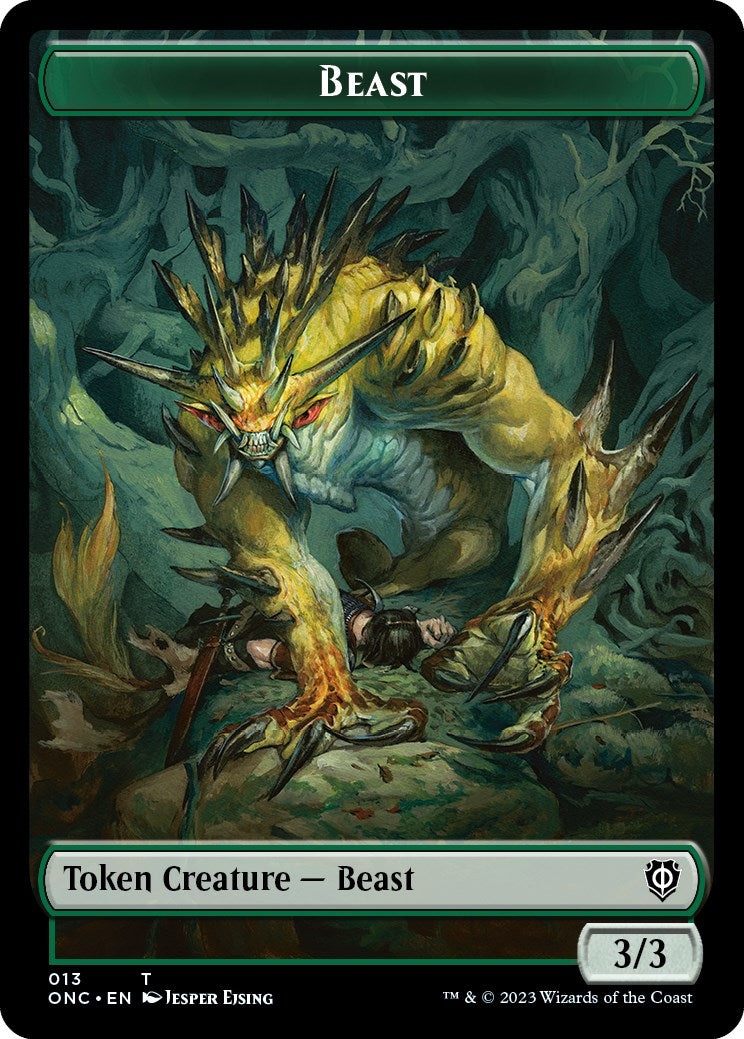 Poison Counter // Beast Double-Sided Token [Phyrexia: All Will Be One Commander Tokens] | Dragon's Lair Comics and Fantasy Houston TX