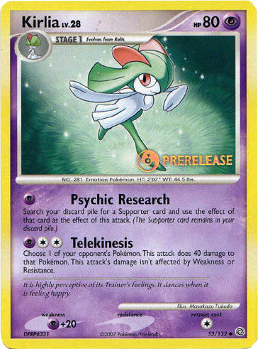 Kirlia (53/132) (Prerelease Promo) [Diamond & Pearl: Black Star Promos] | Dragon's Lair Comics and Fantasy Houston TX