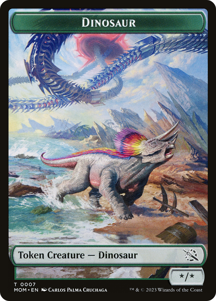 Phyrexian Myr // Dinosaur Double-Sided Token [March of the Machine Tokens] | Dragon's Lair Comics and Fantasy Houston TX