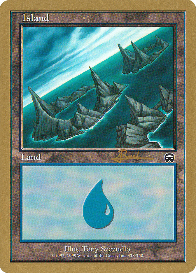 Island (ar338) (Antoine Ruel) [World Championship Decks 2001] | Dragon's Lair Comics and Fantasy Houston TX